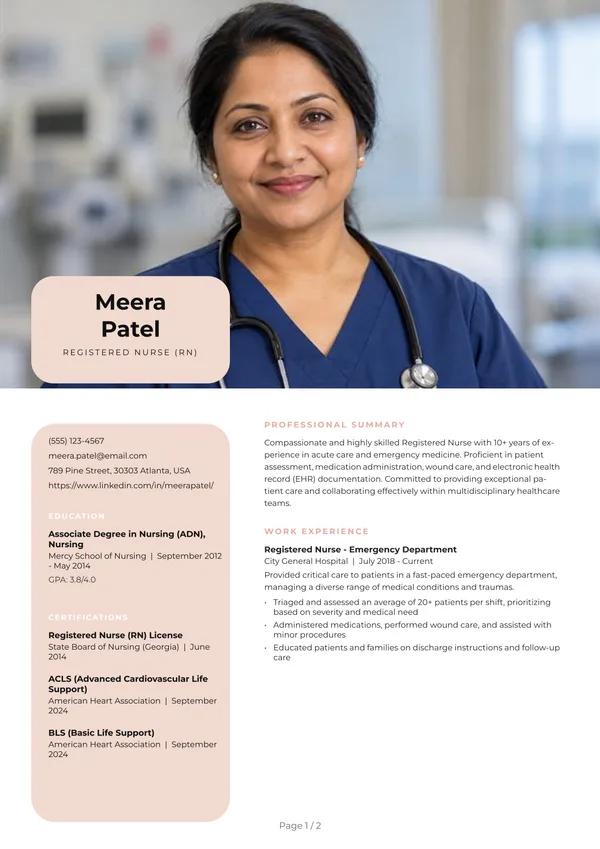 Preview of the Pink Cards Photocentric resume template: With sidebar, Square photo