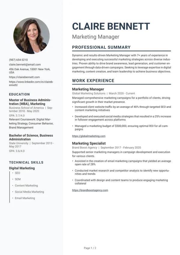 Preview of the Soft Sidebar resume template: With sidebar, Round photo